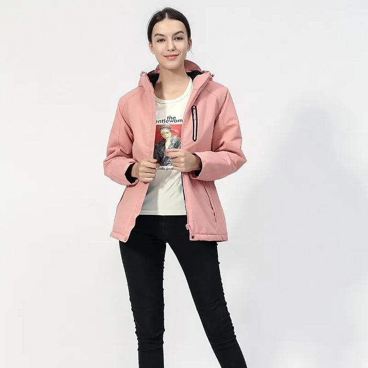 Women's Heated Jacket Hooded USB Zip Up | Pockets