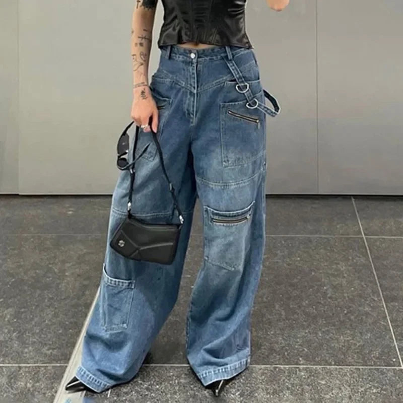 Women's Jeans High Waisted Cargo Wide Leg | Baggy