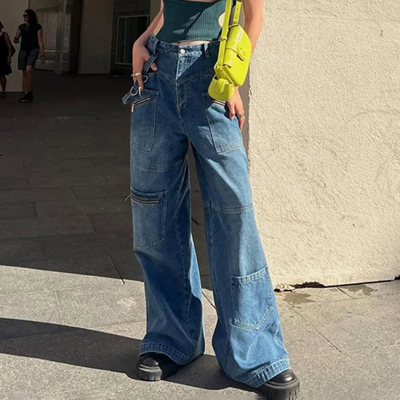 Women's Jeans High Waisted Cargo Wide Leg | Baggy