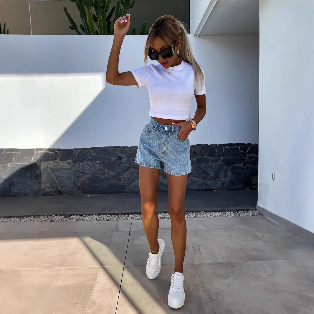 Women's Jorts Wide Leg Stripe Detail | Casual