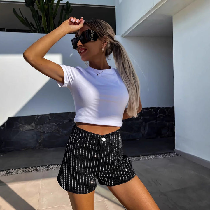 Women's Jorts Wide Leg Stripe Detail | Casual