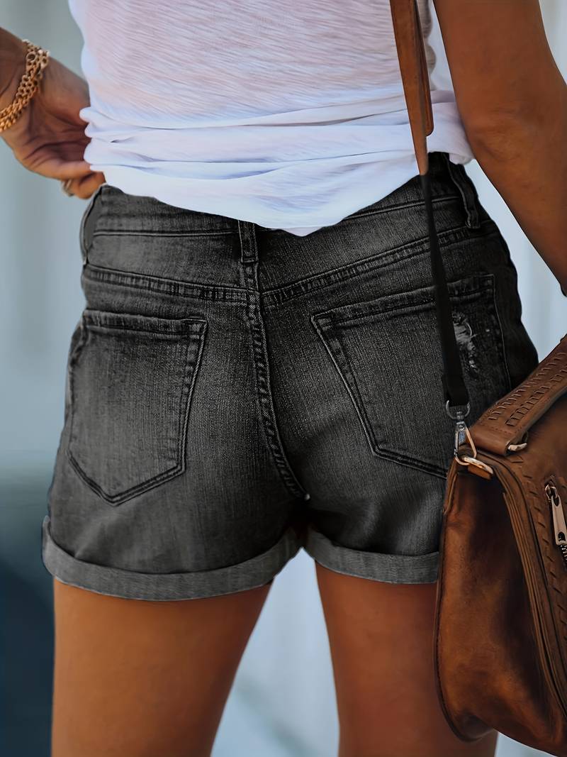 Women's Jorts with Double Button | Rolled Hem Shorts