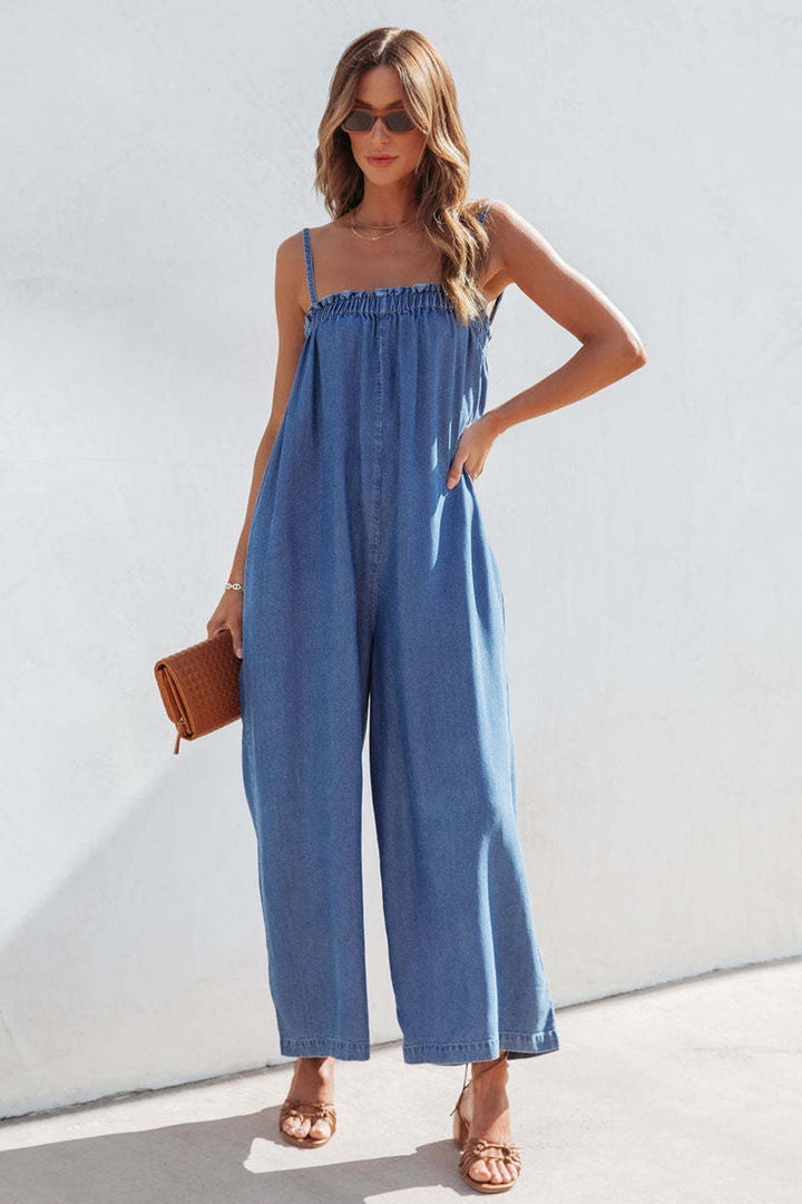 Women’s Jumpsuit Wide Leg Smocked Strappy | Casual