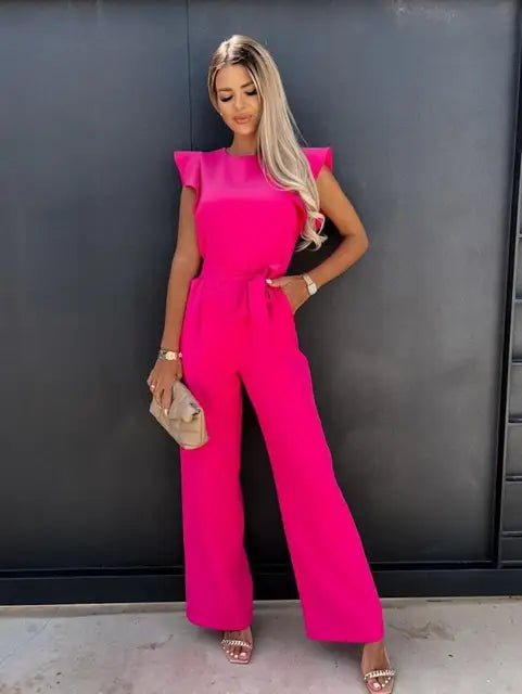 Women's Jumpsuits Flutter Sleeve Wide Leg | Formal Wear