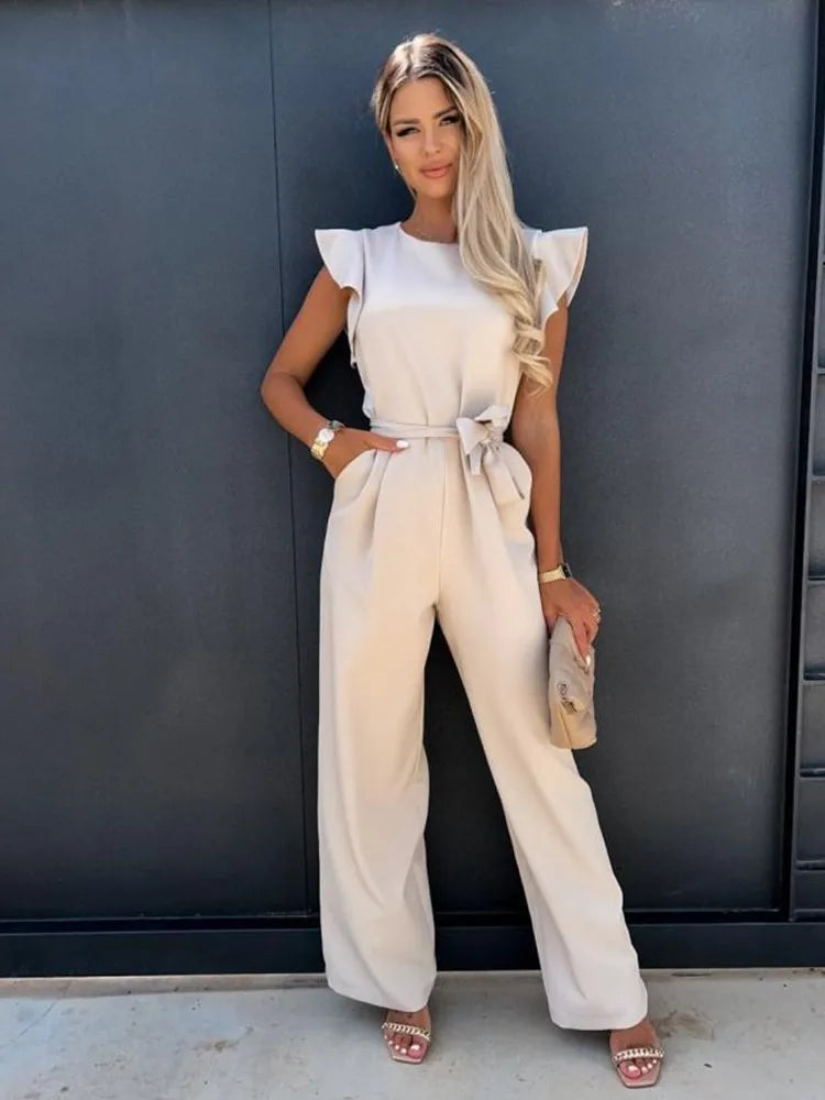 Women's Jumpsuits Flutter Sleeve Wide Leg | Formal Wear