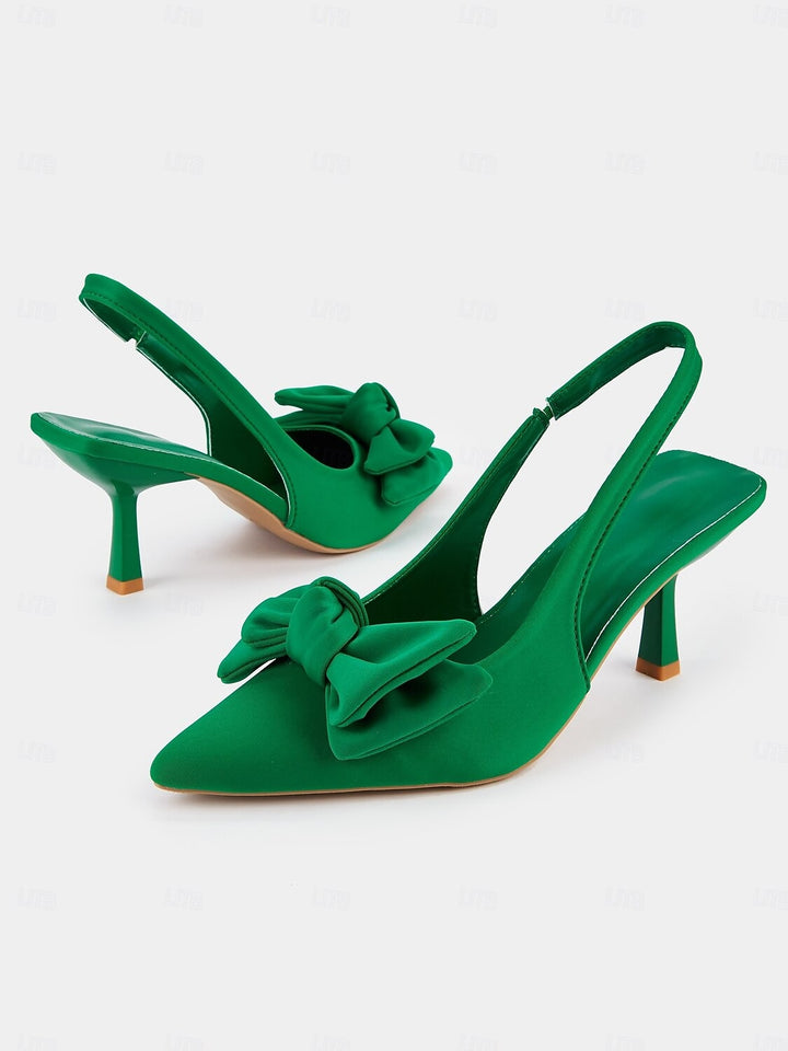 Women’s Kitten Heels Slingback | Bow Pointed Pumps