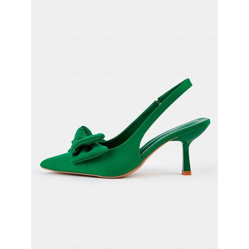Women’s Kitten Heels Slingback | Bow Pointed Pumps