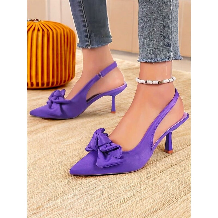 Women’s Kitten Heels Slingback | Bow Pointed Pumps
