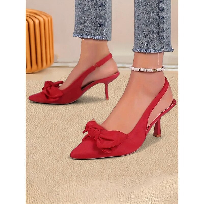 Women’s Kitten Heels Slingback | Bow Pointed Pumps