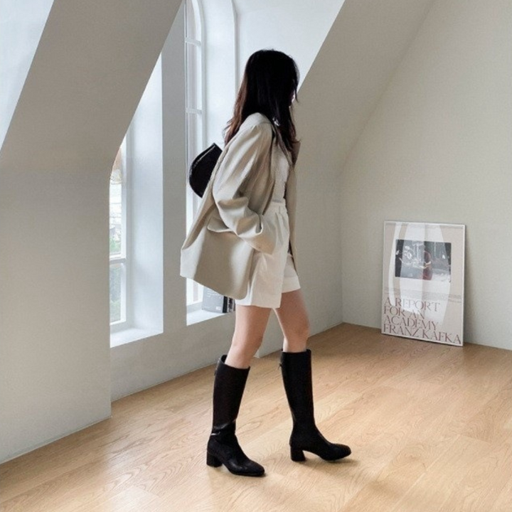 Women's Knee High Boots Square Toe | Block Heel