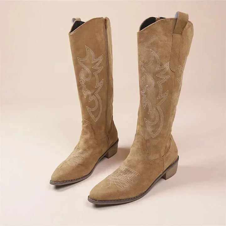 Women’s Knee High Boots Western Long | Cowgirl Stitch Detail
