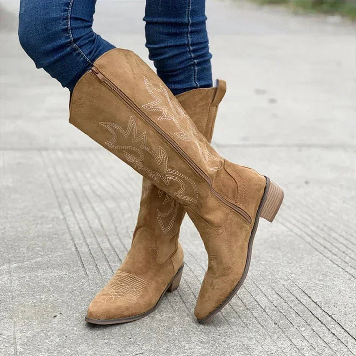 Women’s Knee High Boots Western Long | Cowgirl Stitch Detail