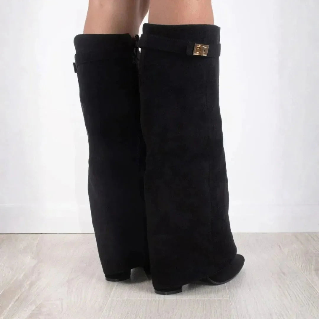 Women's Knee High Boots with Fold-Over Cuff | Pointed Toe