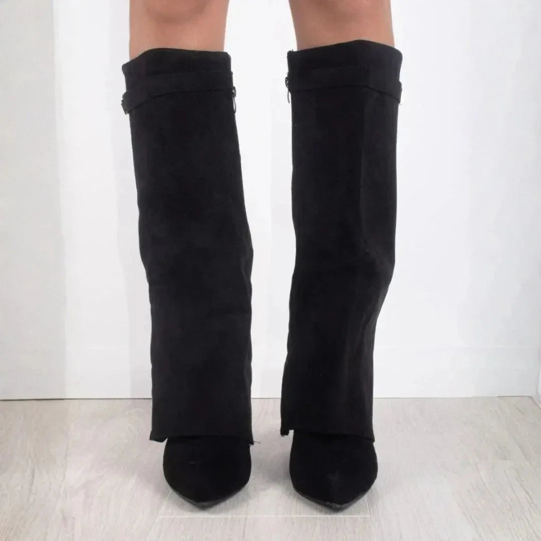 Women's Knee High Boots with Fold-Over Cuff | Pointed Toe