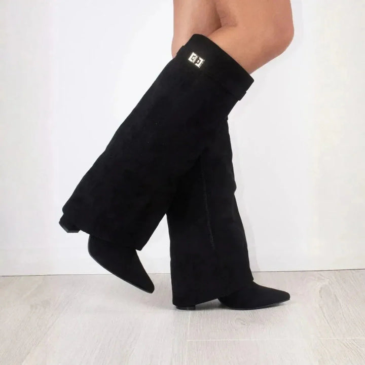 Women's Knee High Boots with Fold-Over Cuff | Pointed Toe
