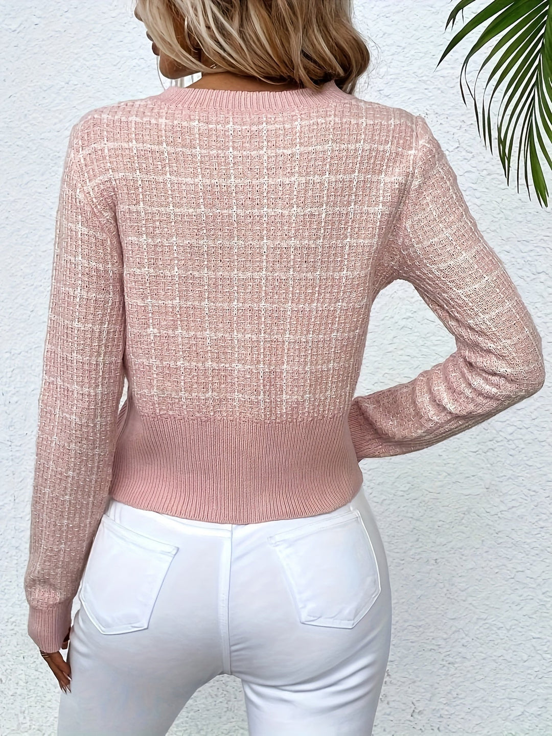 Women's Knit Cardigan Houndstooth Style | Button Up