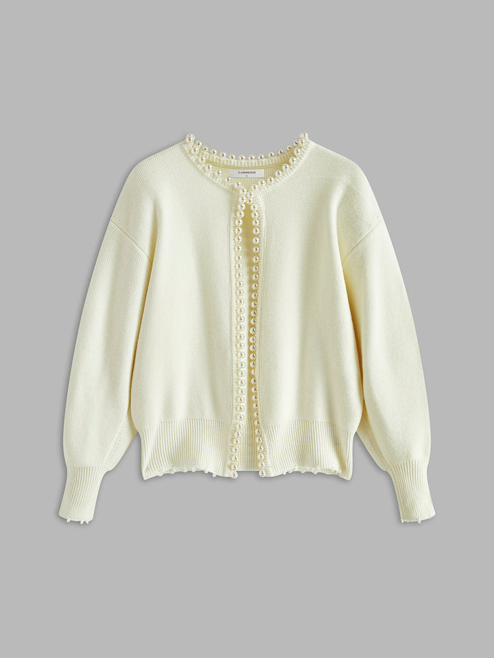 Women's Knit Cardigan with Round Neck | Open Front