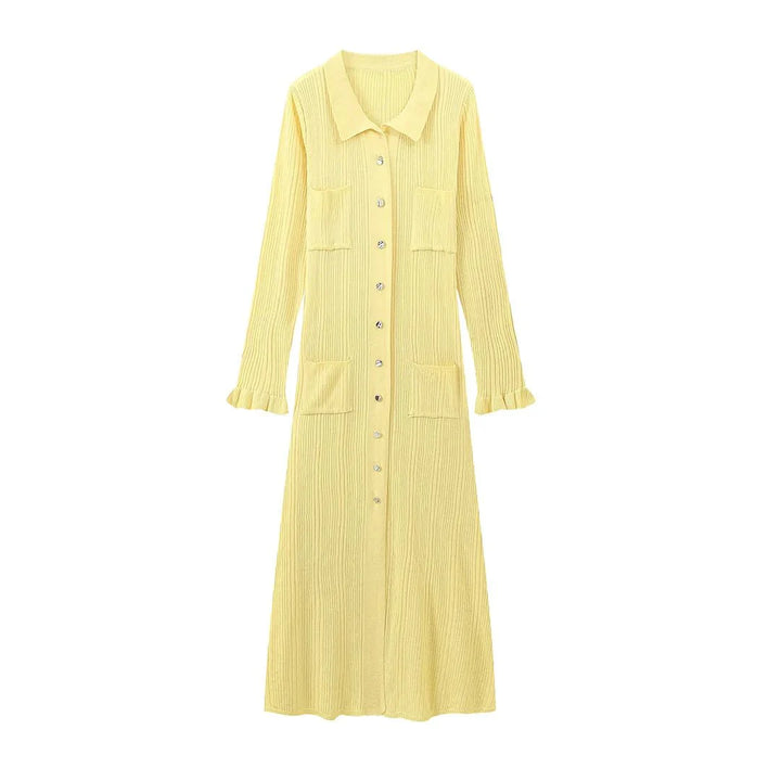Women's Knit Dress Maxi Button Down Long Sleeve | Casual