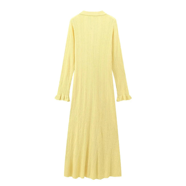 Women's Knit Dress Maxi Button Down Long Sleeve | Casual
