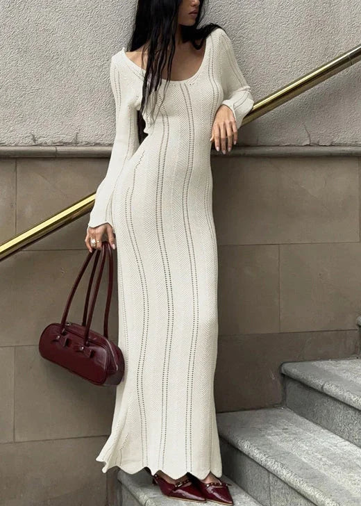 Women's Knit Dress Maxi Long Sleeve Scoop Neck | Bodycon