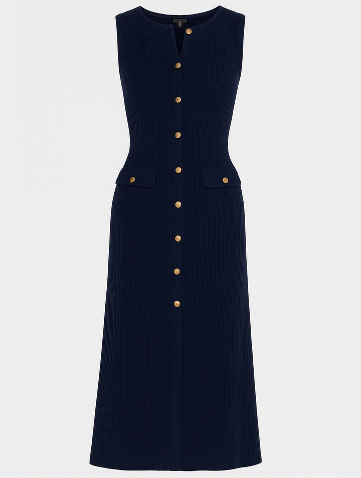 Women's Knit Dress Sleeveless Button Front | Semi Formal