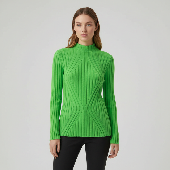 Women's Knitted Jumper Ribbed High Neck | Slim Fit