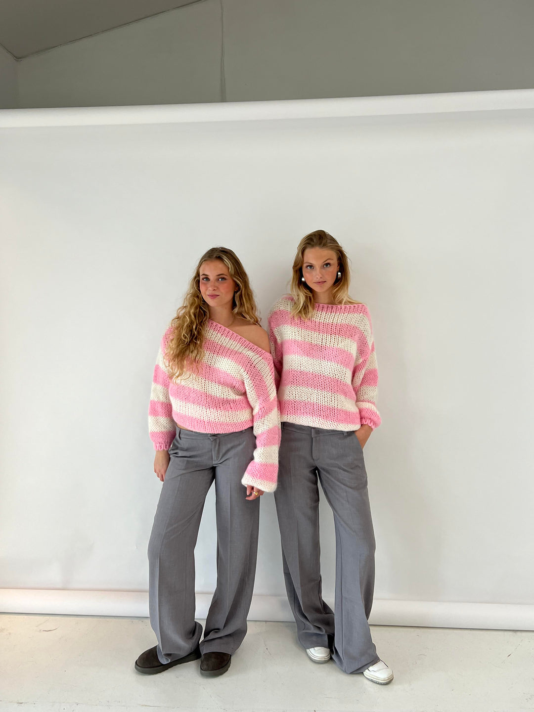 Women’s Knitted Jumper Striped Crew Neck | Oversized