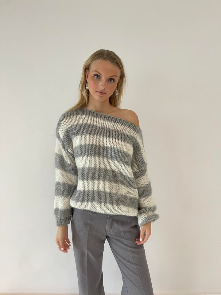 Women’s Knitted Jumper Striped Crew Neck | Oversized