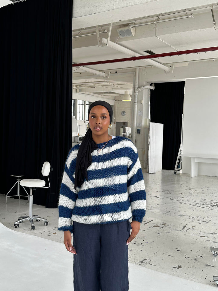 Women’s Knitted Jumper Striped Crew Neck | Oversized