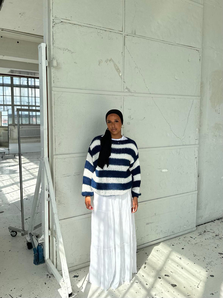 Women’s Knitted Jumper Striped Crew Neck | Oversized