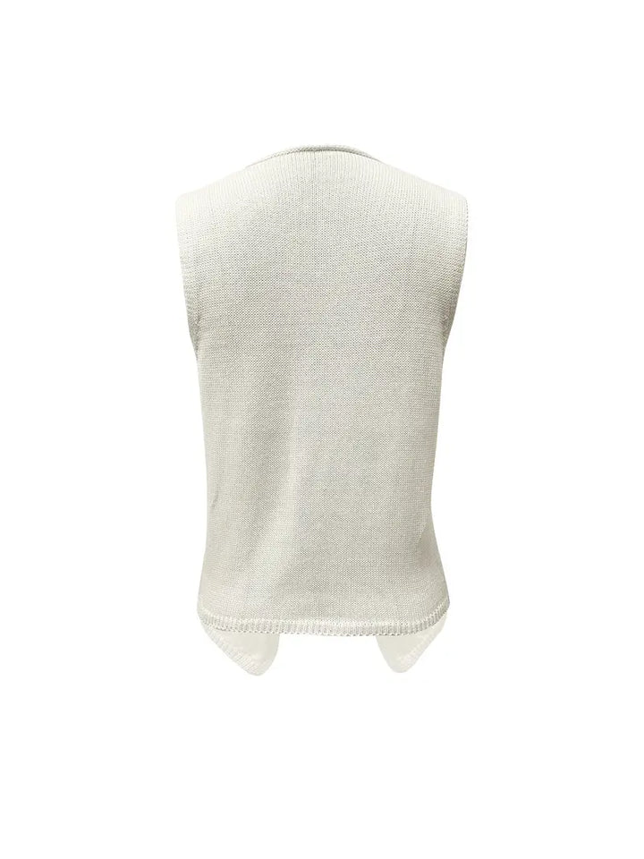 Women's Knitted Vest with Deep V Neck | Sleeveles