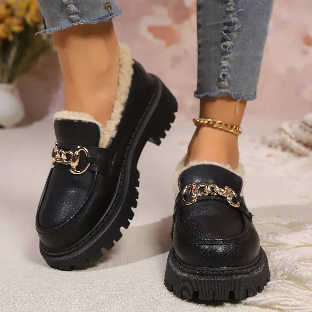 Women's Loafers Platform Slip On with Fluffy Lined | Chunky