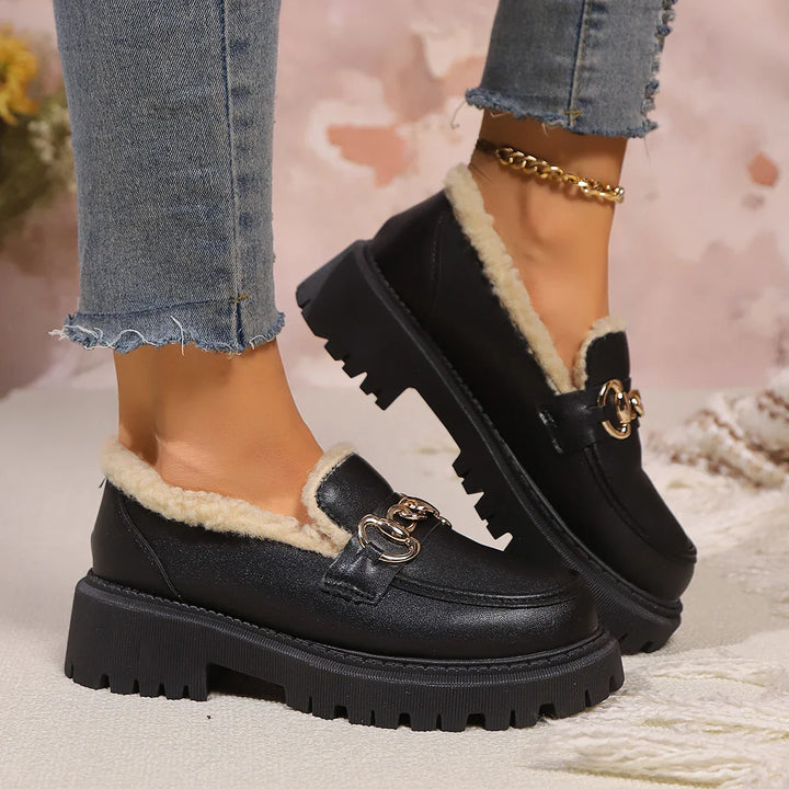 Women's Loafers Platform Slip On with Fluffy Lined | Chunky