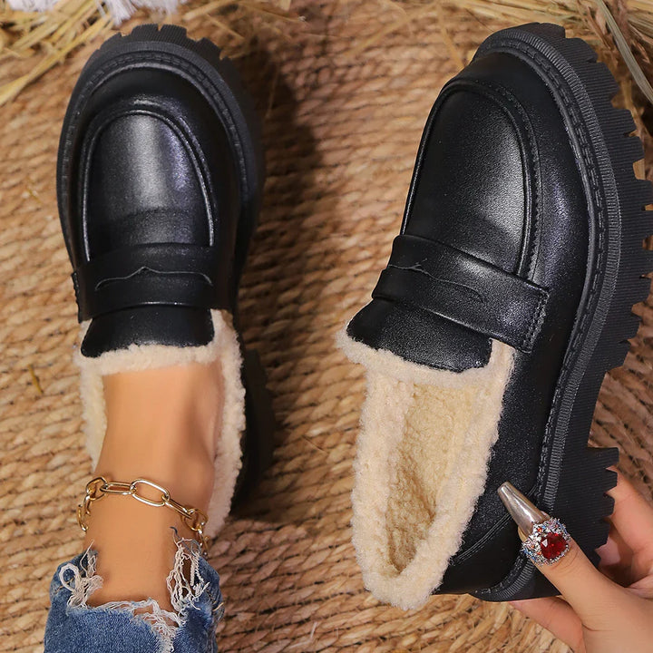 Women's Loafers Platform Slip On with Fluffy Lined | Chunky