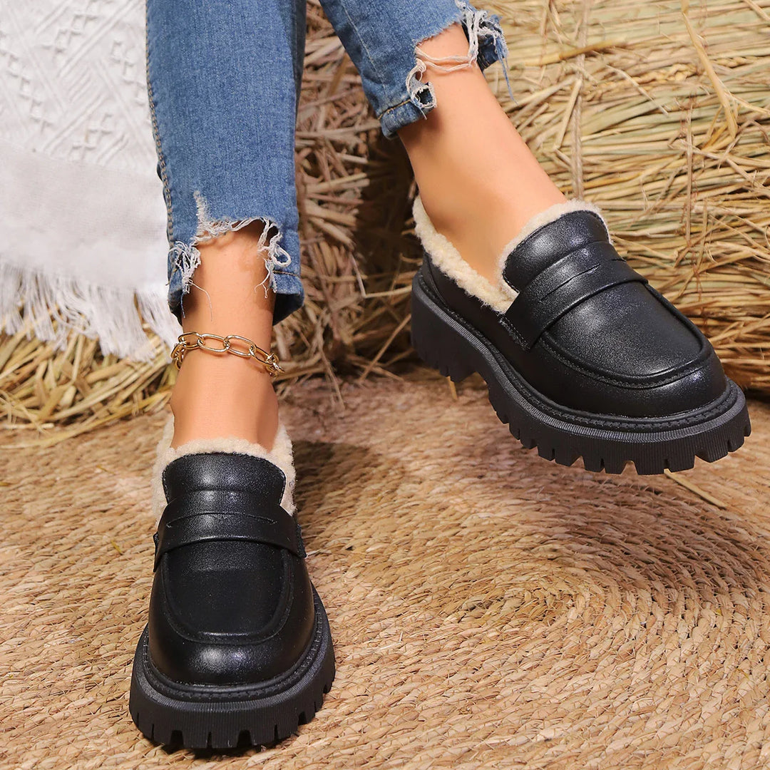 Women's Loafers Platform Slip On with Fluffy Lined | Chunky