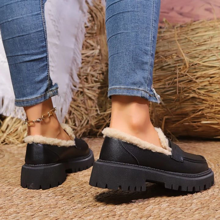Women's Loafers Platform Slip On with Fluffy Lined | Chunky