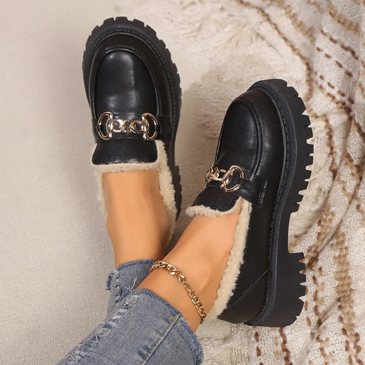 Women's Loafers Platform Slip On with Fluffy Lined | Chunky
