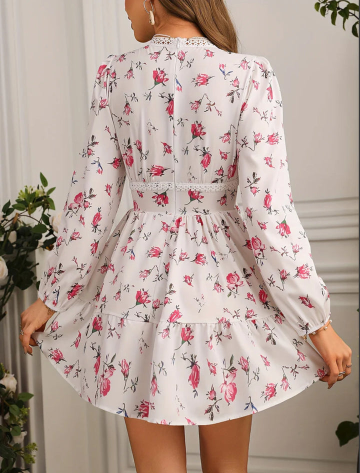 Women's Long Sleeve Dress Floral V-Neck | Mini Style