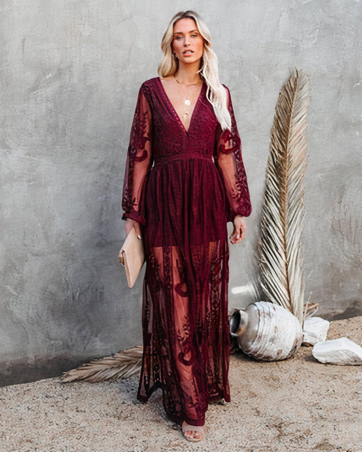 Women’s Long Sleeve Dress Maxi | Lace Boho