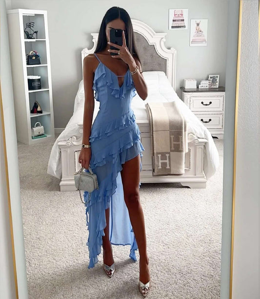 Women’s Maxi Dress Asymmetrical Ruffle | Cocktail