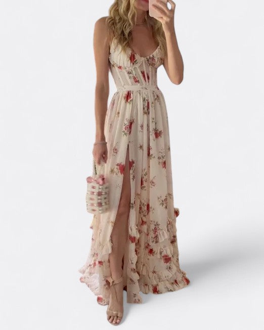 Women’s Maxi Dress Floral Slit | Wedding Guest