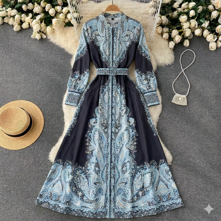 Women’s Maxi Dress Long Sleeve Belted | Formal