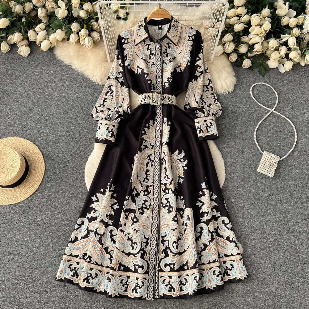 Women’s Maxi Dress Long Sleeve Belted | Formal