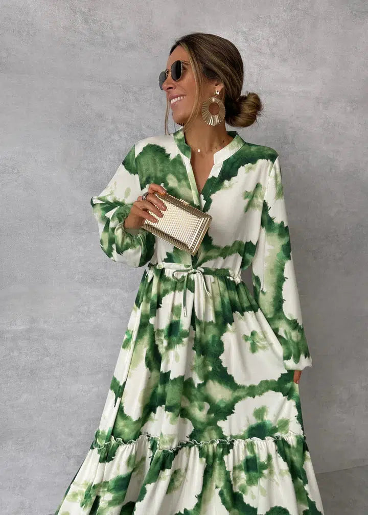 Women's Maxi Dress Long Sleeve Belted | Summer