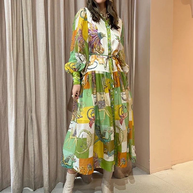 Women's Maxi Dress Long Sleeve Belted | Summer