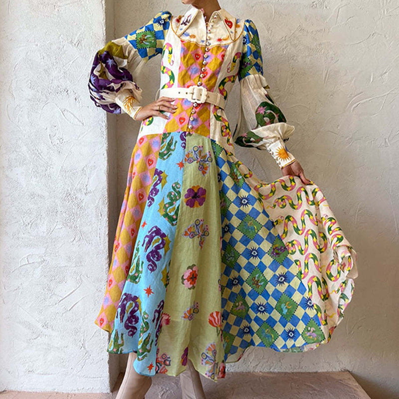 Women's Maxi Dress Long Sleeve Belted | Summer
