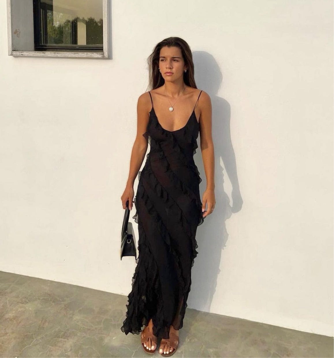 Women's Maxi Dress Ruffle Spaghetti Strap | Evening