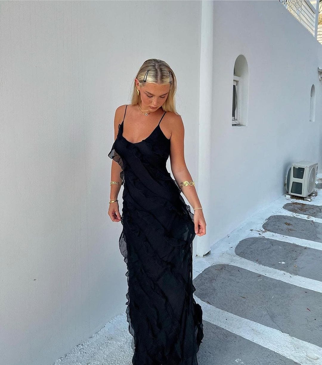 Women's Maxi Dress Ruffle Spaghetti Strap | Evening