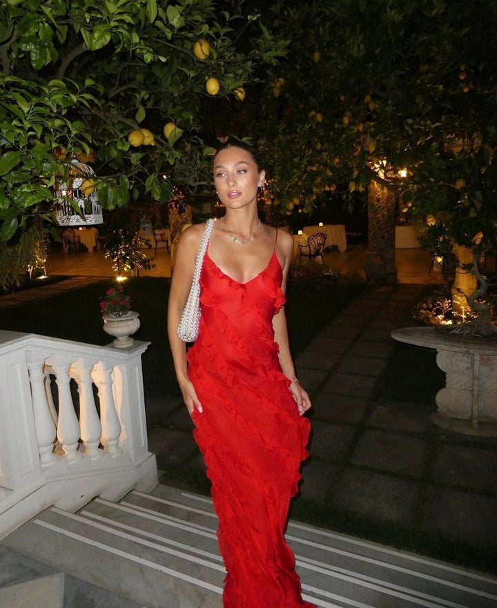 Women's Maxi Dress Ruffle Spaghetti Strap | Evening