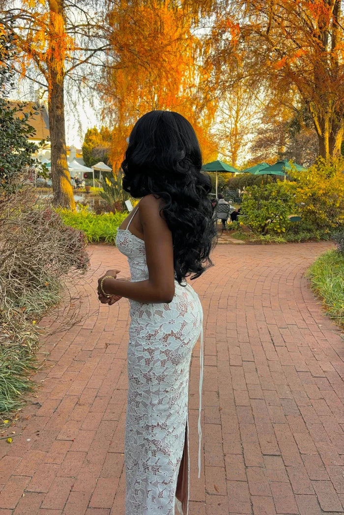 Women's Maxi Lace Dress with Tie Back | Bodycon